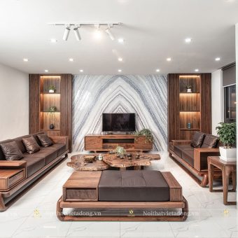 Sofa gỗ óc chó nội thất Việt Á Đông